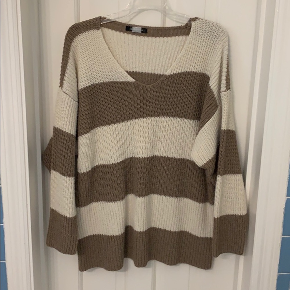 Brown and white sweater